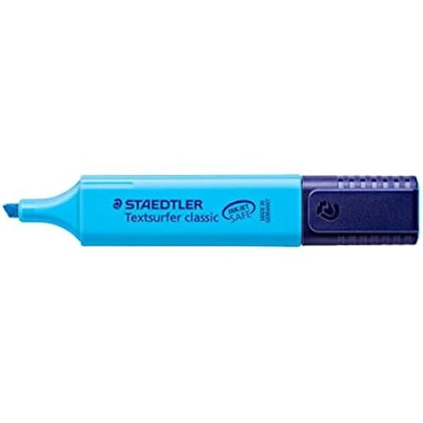 Highlighter - STAEDTLER - Textsurfer 364-3 - Æske med 10 stk - Farve Blå - Mejselspids 1-5 mm blå