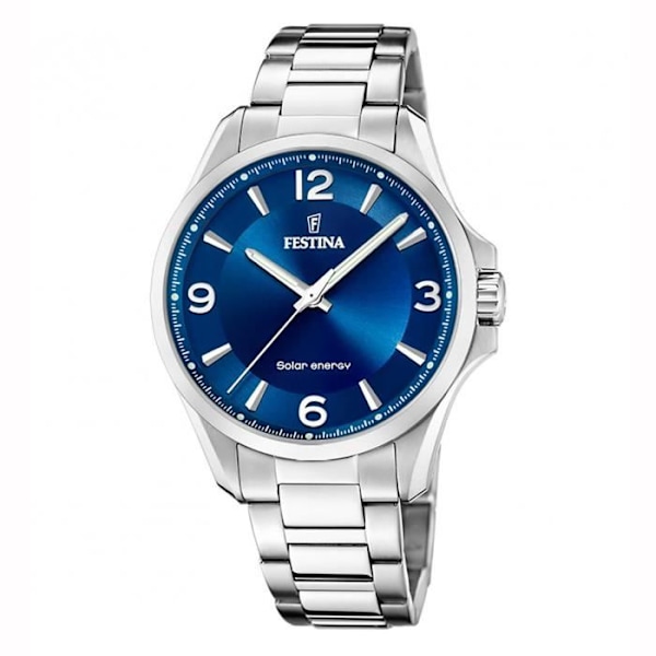 Klocka - FESTINA - Solarklocka i rostfritt stål - Blå urtavla - 41,5 mm - Elegant Blå