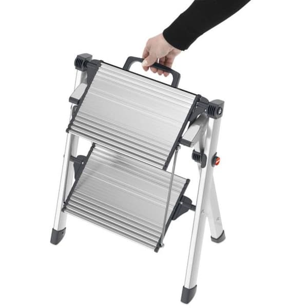 Escabeau - Hailo - Mini Comfort - Aluminium - 2 Trin - 45 cm Sølv
