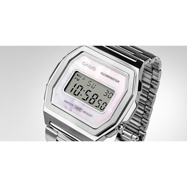 Digital Ur - CASIO - A1000D-7EF - Rustfrit stål - Kvarts - Kvinde Sølv, Perlemor