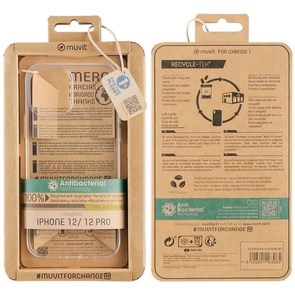 FUNDA RECYCLETEK Transparent MUVIT for Change MCCRS0046 Til Apple IPHONE 12-12 Pro
