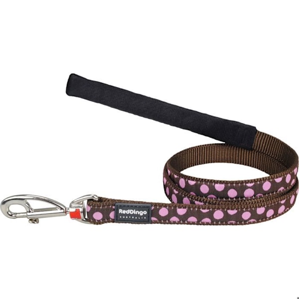Hundkoppel Design - Red Dingo - Brun med rosa prickar - 12/15/20 mm - Justerbar längd 1,1-1,8 m bruna/rosa prickar