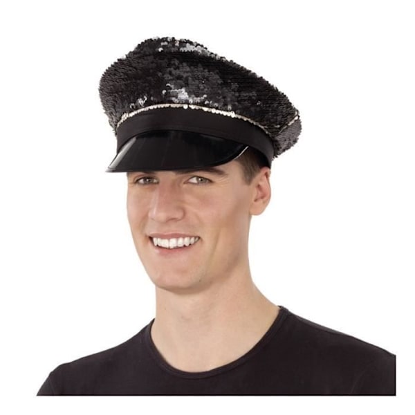 Politihue - Disfrazzes - One Size - Sort med Glitter - Unisex - Afslappet Svart med paljetter