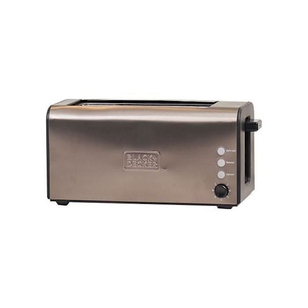 Brødrister - BLACK+DECKER - BXTO1500E - 2 ekstra lange slots - 7 niveauer - 3 funktioner Rustfrit stål