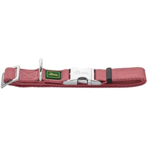 Hundehalsbånd - HUNTER - Inari - Lys aluminium - Pastelrød - Str. L (40-55 cm)
