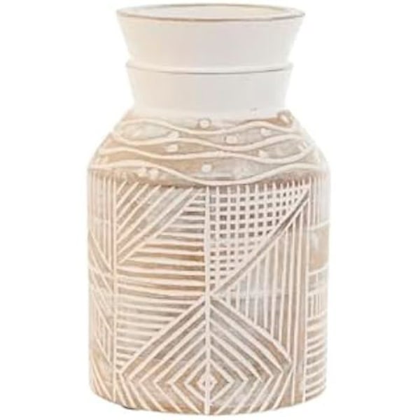 Dekorativ vase - HOME ESPRIT - Mangotræ model - Naturhvid - 15 x 15 x 38 cm - Etnisk stil Flerfärgad