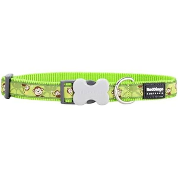 Hundehalsbånd - RØD DINGO - Monkey Style - Limegrøn - 31-47 cm - Flerfarvet