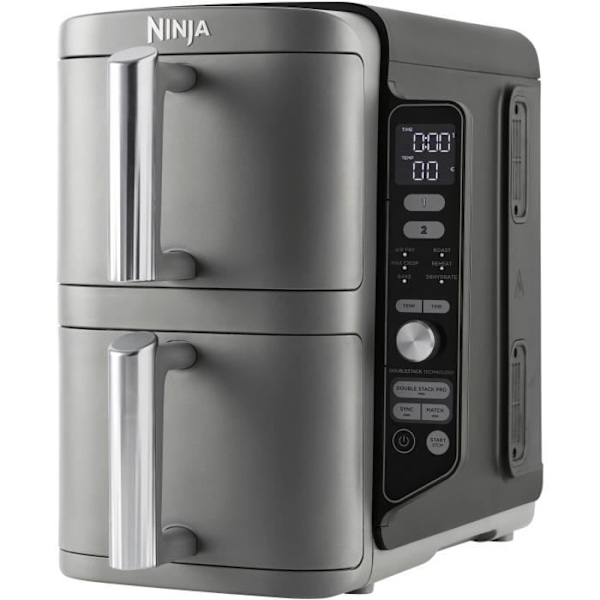 NINJA luftfritösk - Double Stack XL SL400EU - Kapacitet 9,5L - 6 matlagningsprogram - 2470W Svart, Grå