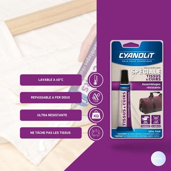 Speciale tekstil lim - CYANOLIT - Fleksibel binding - Ideel til stof og tekstiler