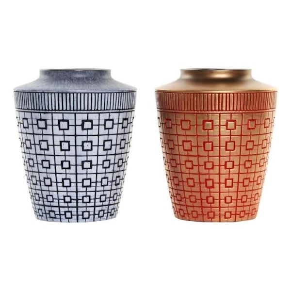 Maljakko DKD Home Decor Sininen Punainen Resin Oriental (2 kpl) (17 x 17 x 20 cm)