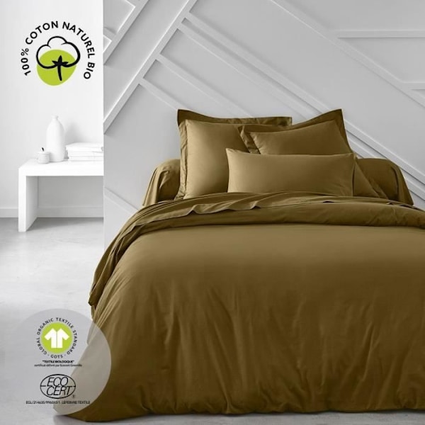 Sängkläder - IDAG - 220 x 240 cm - Ekologisk bomull - Brons - 2 örngott inkluderade Brons