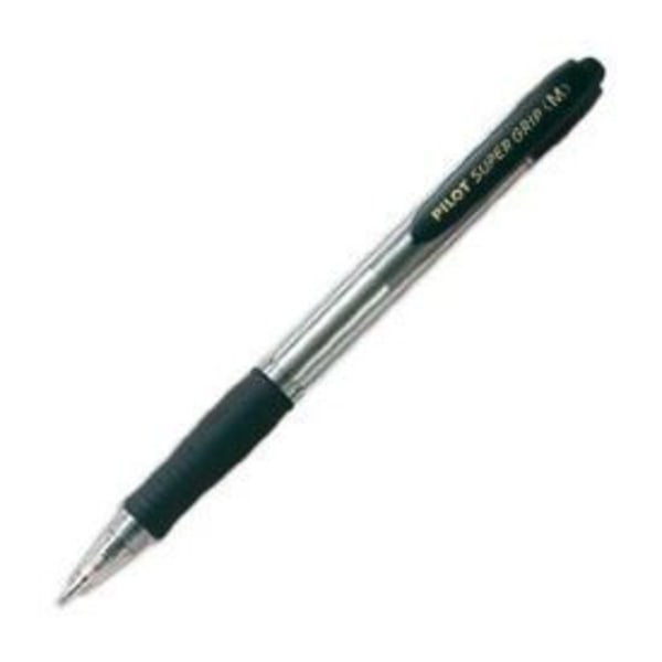 Super Grip kuglepen - PILOT - Sort - Medium - Ultra Soft Ink - Gummigreb Svart