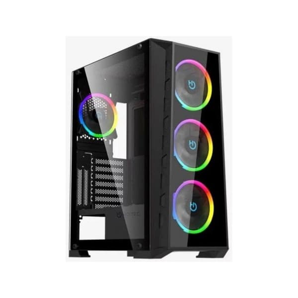 Caja Hiditec MH12 Glas E-ATX ARGB 4 Ventilatorer Tempereret Glas USB-C Sort