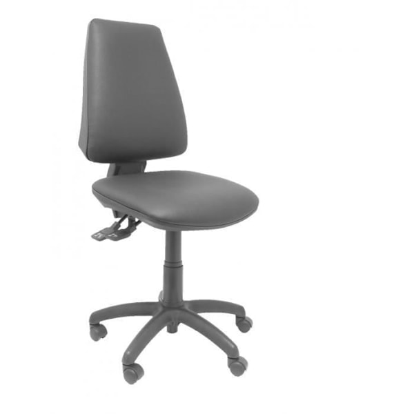 Ergonomisk kontorstol med permanent, højdejusterbar mekanisme, sæde og ryg betrukket med sort imiteret læder