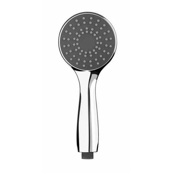 WENKO Vandbesparende brusehoved, 40% vandbesparelse, universelt mundstykke 1/2", plastik, ø9,6 cm, forkromet - grå