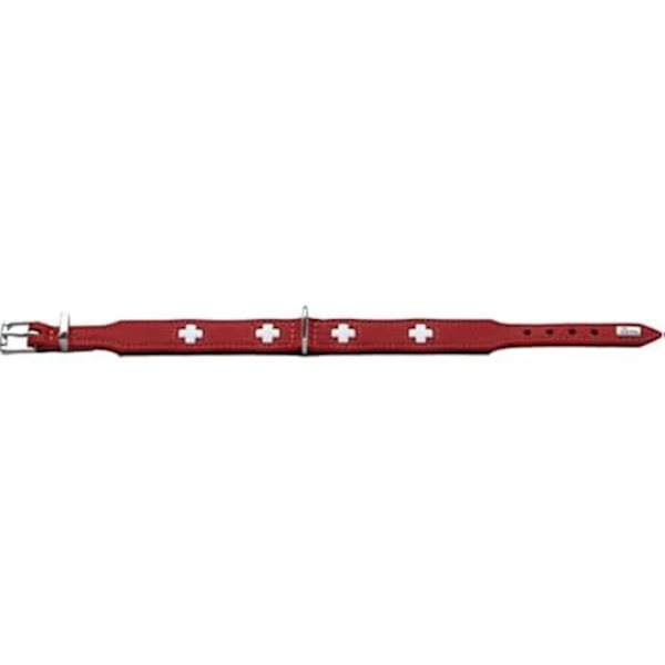 Halsbånd - HUNTER - schweizisk model - 24-28,5 cm - Rød/sort - Til små hunde Rød/sort