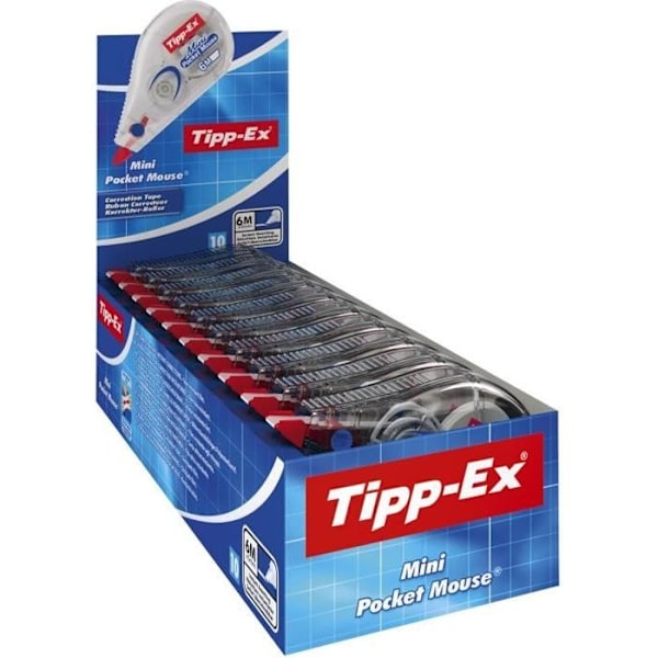 Tipp-Ex Mini Pocket Mouse Korrektionstape - 6m x 5mm, æske med 10 Vit