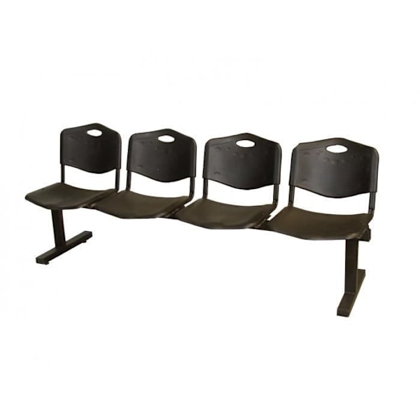 Fyrsitsig väntbänk med svart järnram Sits och rygg i svart PVC PIQUERAS Y CRESPO Bienservida modell