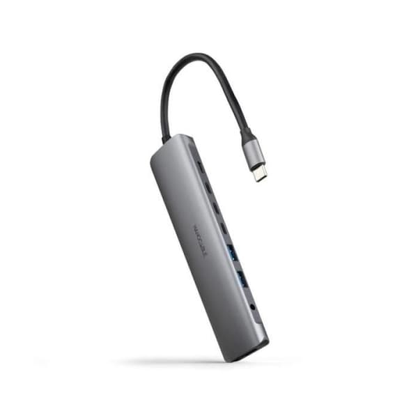 USB-C Hub 8 in 1 - NANO CABLE - 10.16.4608 - HDMI 4K - 2xUSB-A - 3xUSB-C - Harmaa