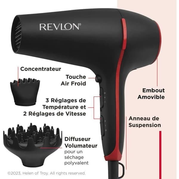 Sæde-hårføner Revlon SMOOTHSTAY COCONUT RVDR5317E Sort og rød