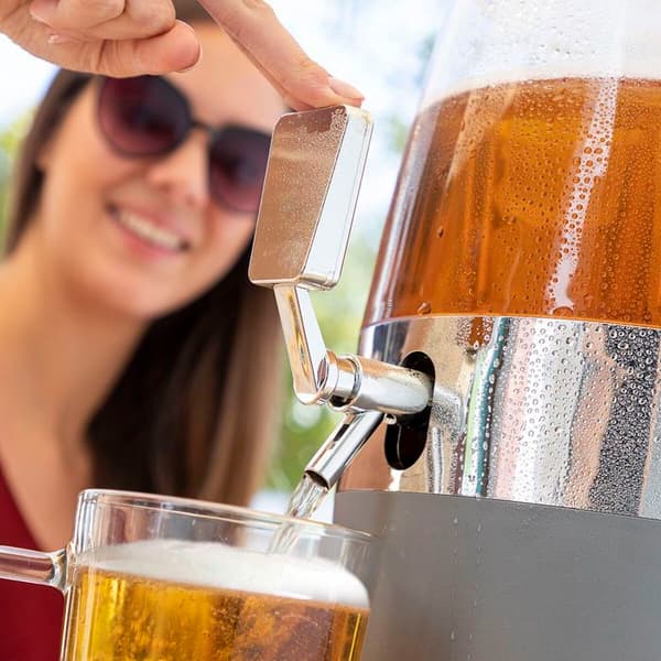Drikkevaredispenser og glas - INNOVAGOODS - Freer - 4 L - Køler 2 skuffer - Drypfri vandhane Grå