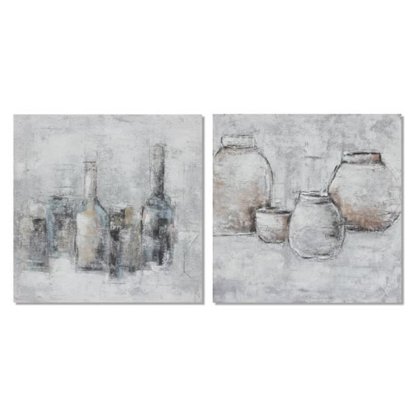 Kehys DKD Home Decor Pine Canvas Maljakko (2 kpl) (100 x 2,8 x 100 cm)