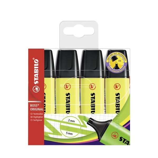 Etui x 4 STABILO BOSS ORIGINAL - gul - Æske med 5 stk
