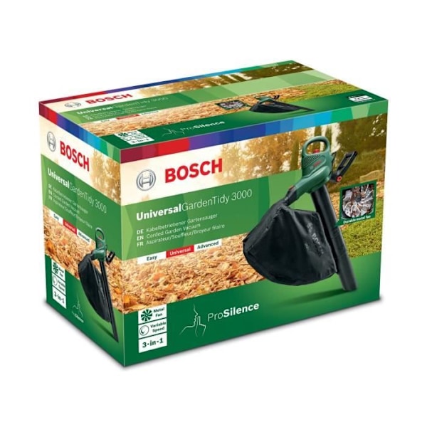 Aspirator Blæser Knuser BOSCH - UniversalGardenTidy 3000 - Elektrisk - 3000 W - 285 km/h - 50 L - Grøn