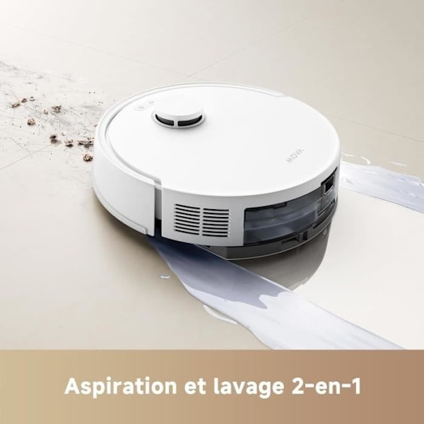 MOVA E20 - Robot Dammsugare Mopp - LDS-navigering, sugkraft på 5 000 Pa - Dammsugare och Mopp 2-i-1 - Kompakt Vit