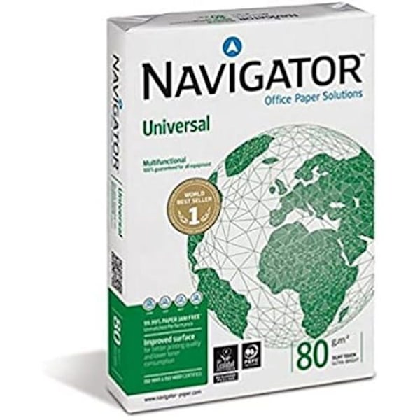 Premium vitt A3-papper - Navigator - 80 g - Kartong med 5 x 500 ark Vit