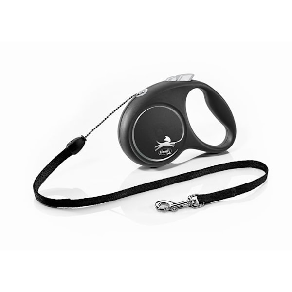 Infällbart koppel - Flexi - FU12C5-251-S-SI - 5m - Svart/Silver - För hundar upp till 12 kg svart silver