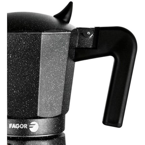 Espresso kaffekande i aluminium, 12 kopper kaffe, vitroforsker, gas FAGOR Tiramisú sort 00437 Svart