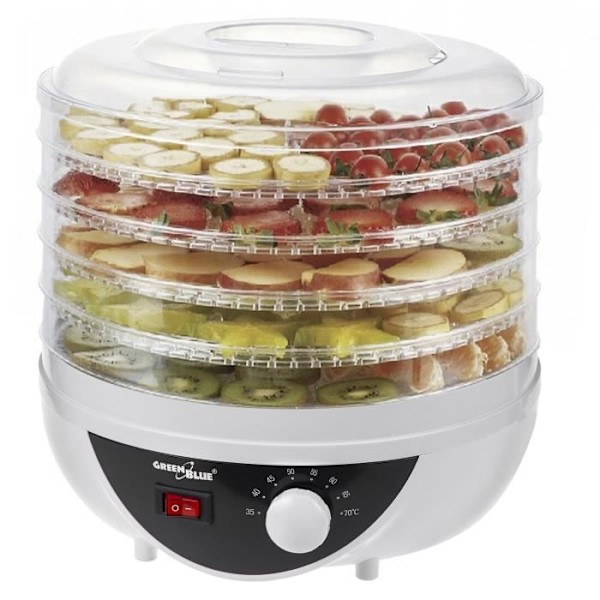 GreenBlue-sienien, vihannesten ja hedelmien kuivauslaite, 250W, 5 tasoa, erittäin hiljainen
