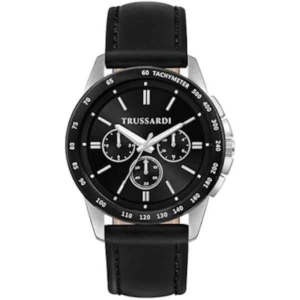 Klocka - TRUSSARDI - T-Hawk - Multifunktion - Svart Läder - 44mm Svart