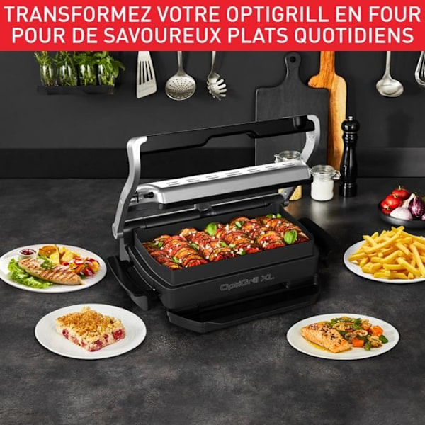 Elektrisk grill TEFAL Optigrill+ XL - 9 programmer - XL tilberedningsoverflade - Inkluderede tilbehør