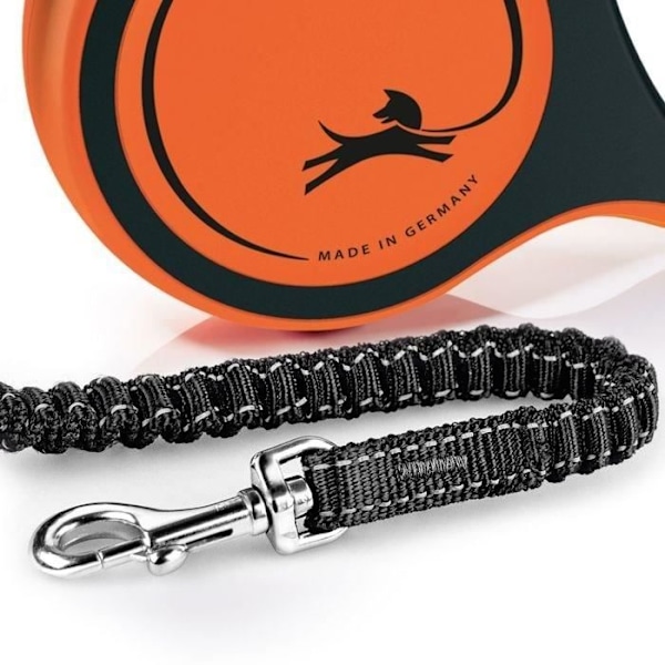 TRIXIE flexi XTREME sisäänvedettävä koiran talutushihna - Koko S - 5m - Musta ja oranssi sort/orange