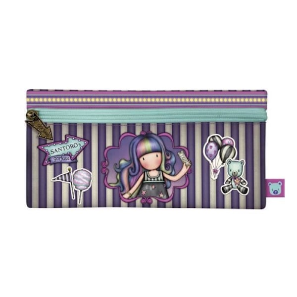 Skoleetui - Gorjuss - Op og væk - Violet - Polyester - 22 x 11 x 1.5 cm Lila