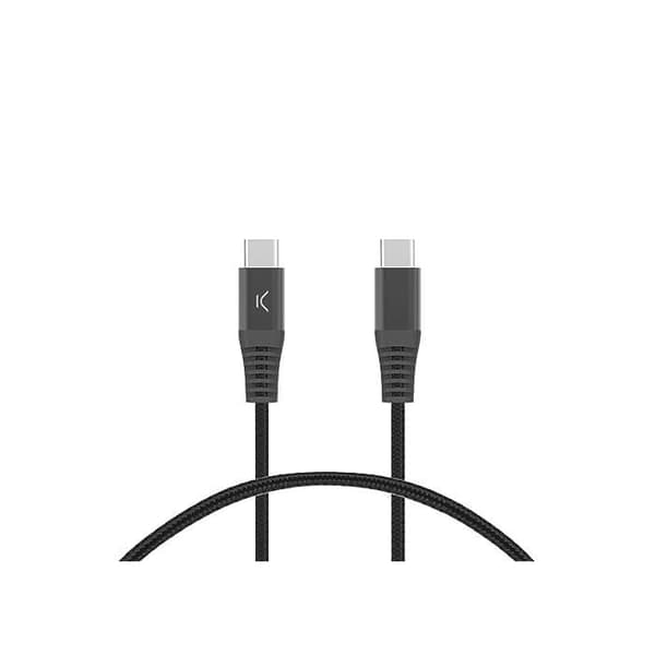 USB-C til USB-C kabel - KSIX smart your tech - 2 m - Sort - Flettet - 60 W - Power Delivery - 480 Mbps
