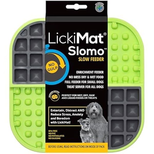 Slow Feeder - LICKIMAT - Slomo - Minskar ångest - Främjar matsmältningen - För medelstora hundar Grön