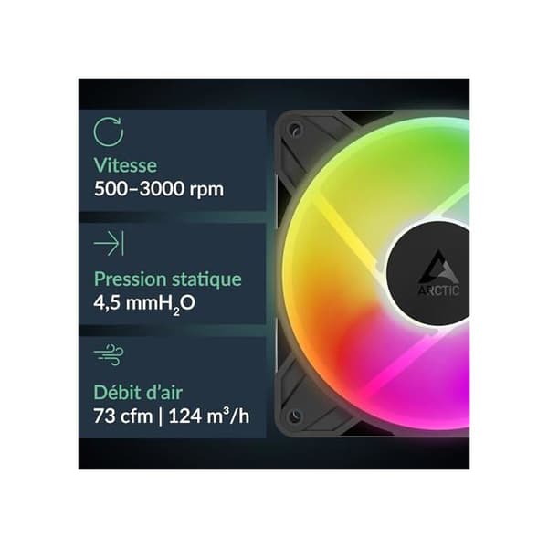 Ventilator 120 mm - ARCTIC - P12 Pro Reverse A-RGB - Omvendt luftstrøm - PWM - Sort