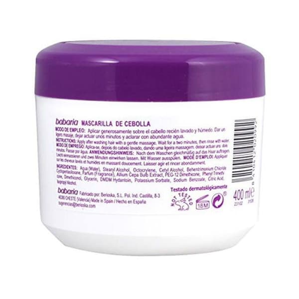 Hårmaske - Babaria - Løg - 400 ml - Antioxidant - Farvebeskyttelse