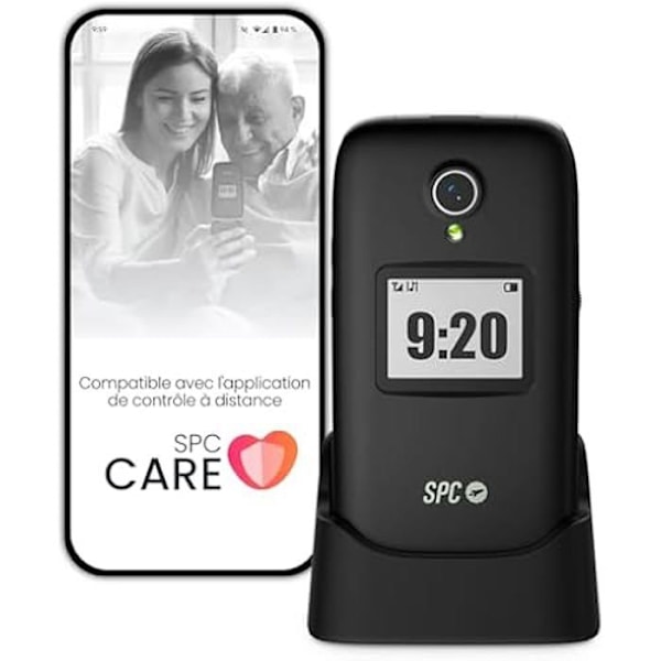4G-telefon - SPC - Polaris - Store taster - SOS-knap - Fjernstyring SPC-pleje Sort