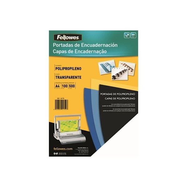 Fellowes A4 (210 x 297 mm) 450 mikronin läpinäkyvä 100 yksikön polypropeenilla sidottu kansi Fellowes ESP50, Galaxy…