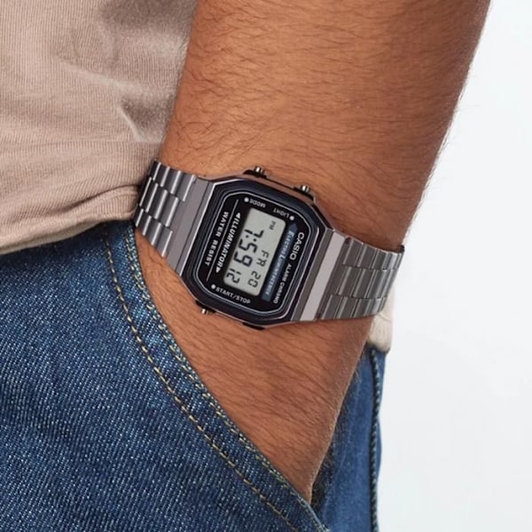 Kellot - Casio - A168WEGG-1BEF - Yhdiste - Musta - Ruostumaton teräs - Digitaalinen Svart