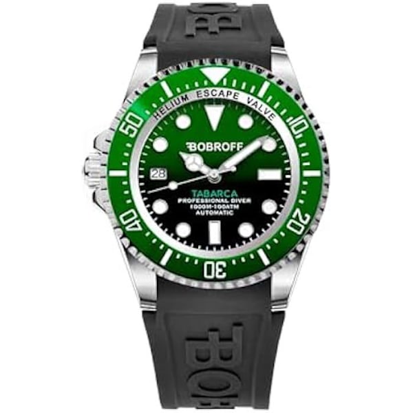 Bobroff BF0002ibv-BFSTN automatisk herrklocka - Grönt gummiband Grön