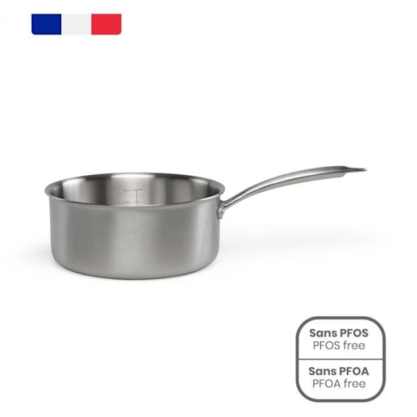 Brigade - Casseroll i rostfritt stål 20 cm - LIVOO - MEP161 - Triply rostfritt stål - För alla typer av spisar inklusive induktion - Tillverkat i Fra Rostfritt stål