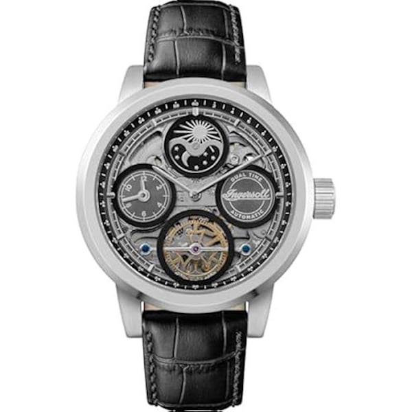 Automatisk Ur - INGERSOLL - The Arc - 44 mm - Sort Læder - Vandtæt 50m Svart