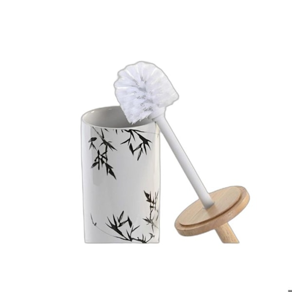 Toalettborste - DKD Home Decor - Metall och Keramik - Vit - Orientalisk Design - 10x10x38,5cm vit svart