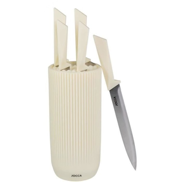 Sæt med 5 knive - JOCCA - Blok i polypropylen - Beige Beige