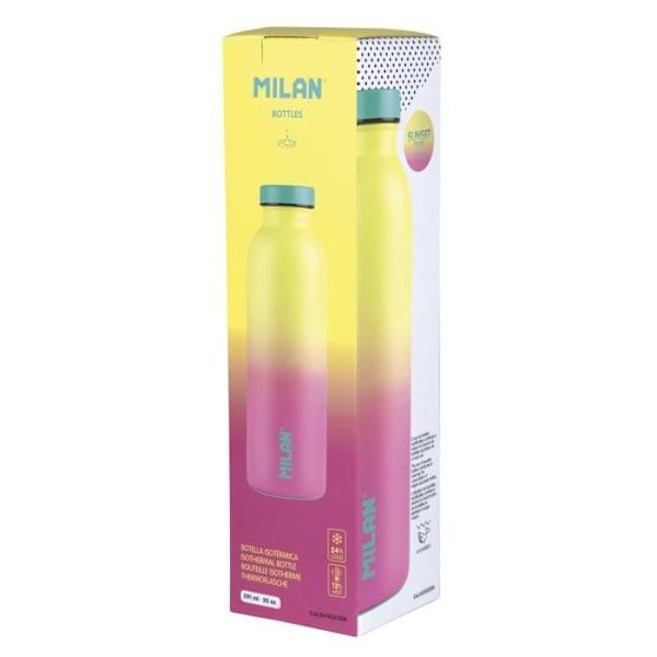 Isoleret flaske - Solnedgang - Gul-rosa - 591 ml - Rustfrit stål - Dobbelt lag Gul-rosa